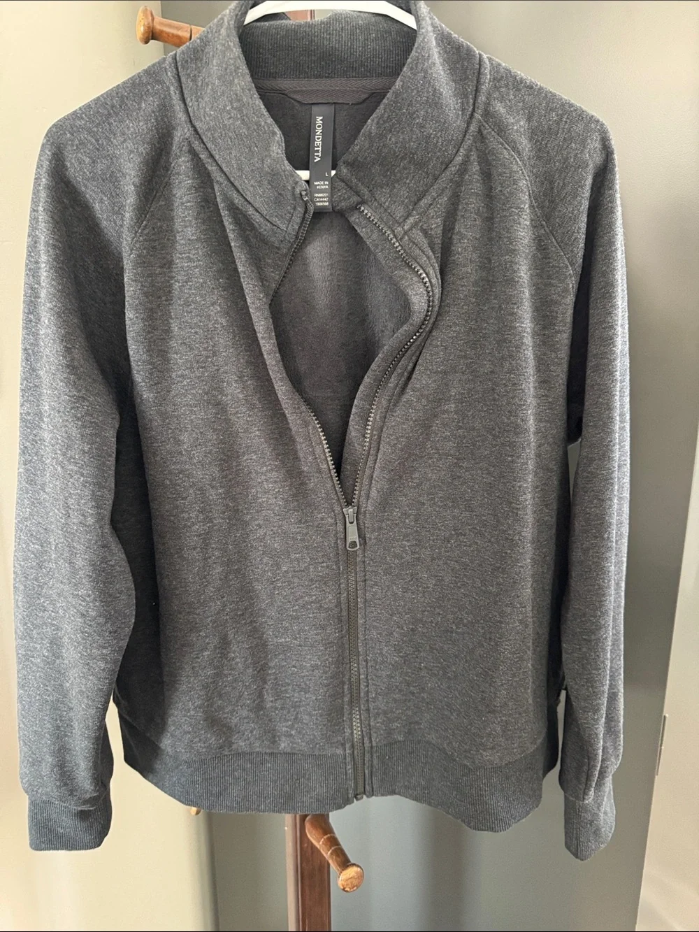 Mondetta Dark Charcoal Full-Zip Bomber Jacket